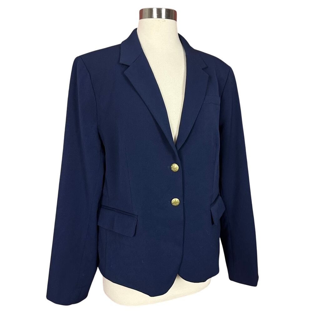 J by J. Crew Schoolboy Blazer Navy Blue Double Button Size 18